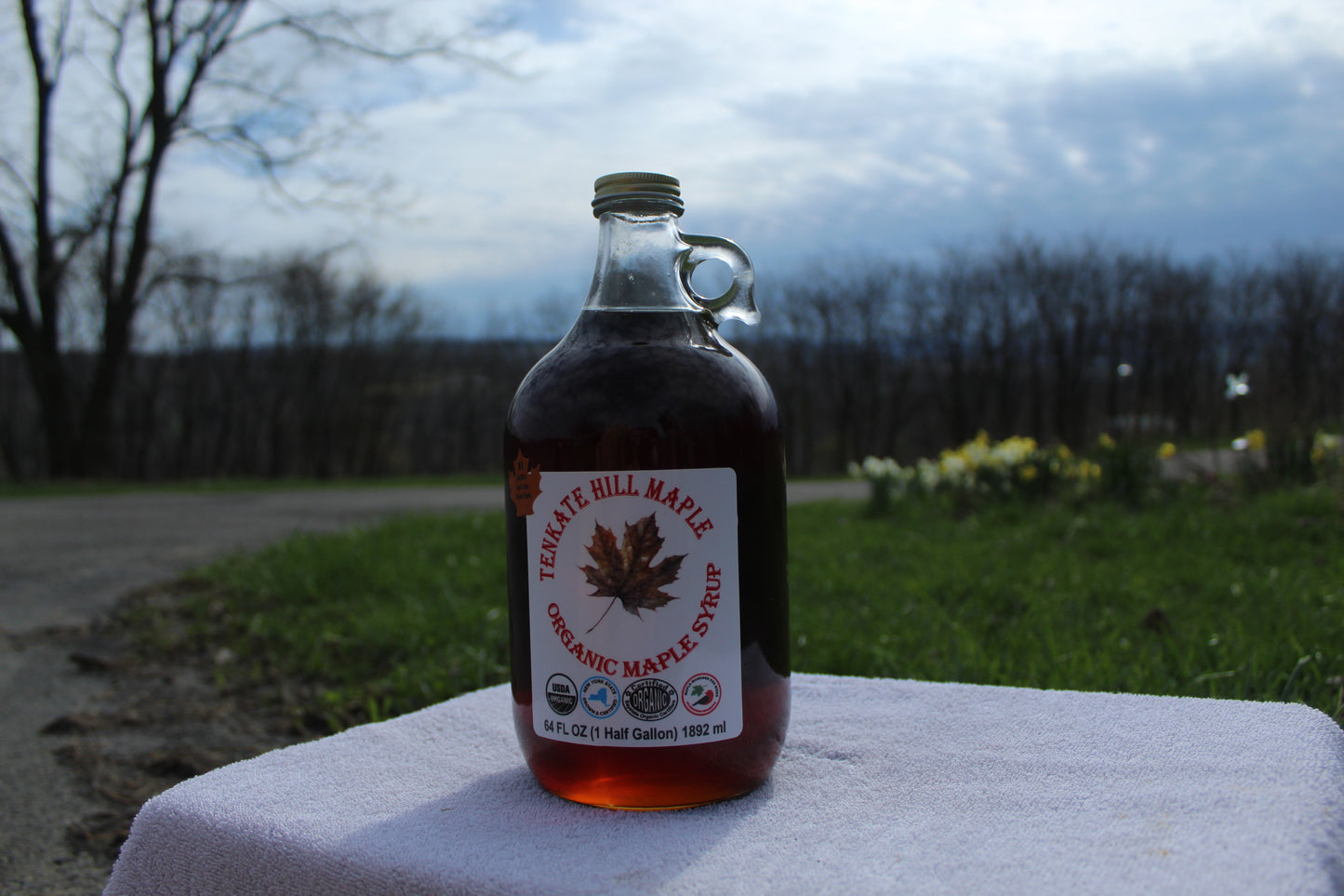 Half Gallon Jar of Organic Maple Syrup Grade A Dark Color