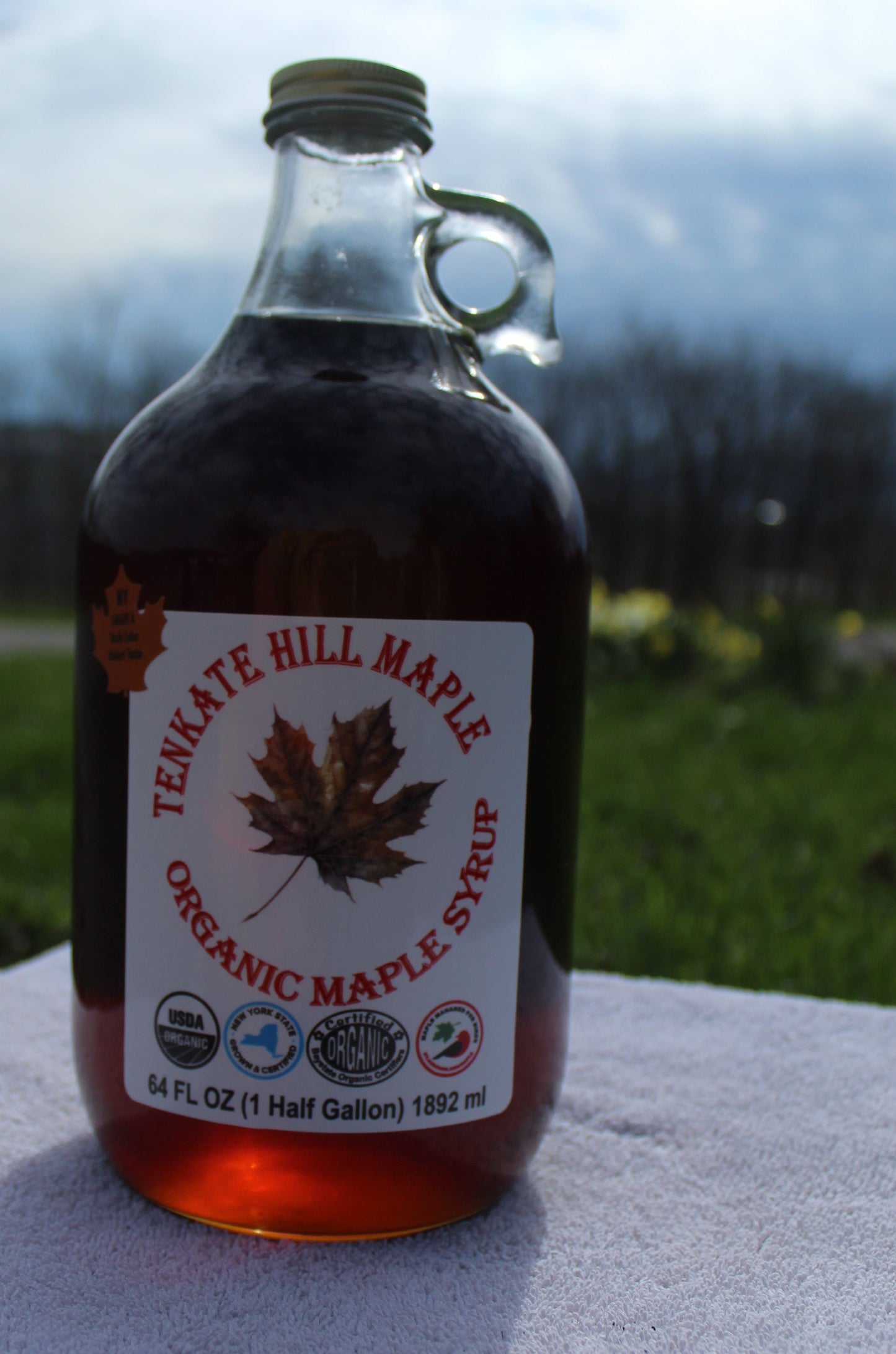 Half Gallon Jar of Organic Maple Syrup Grade A Dark Color