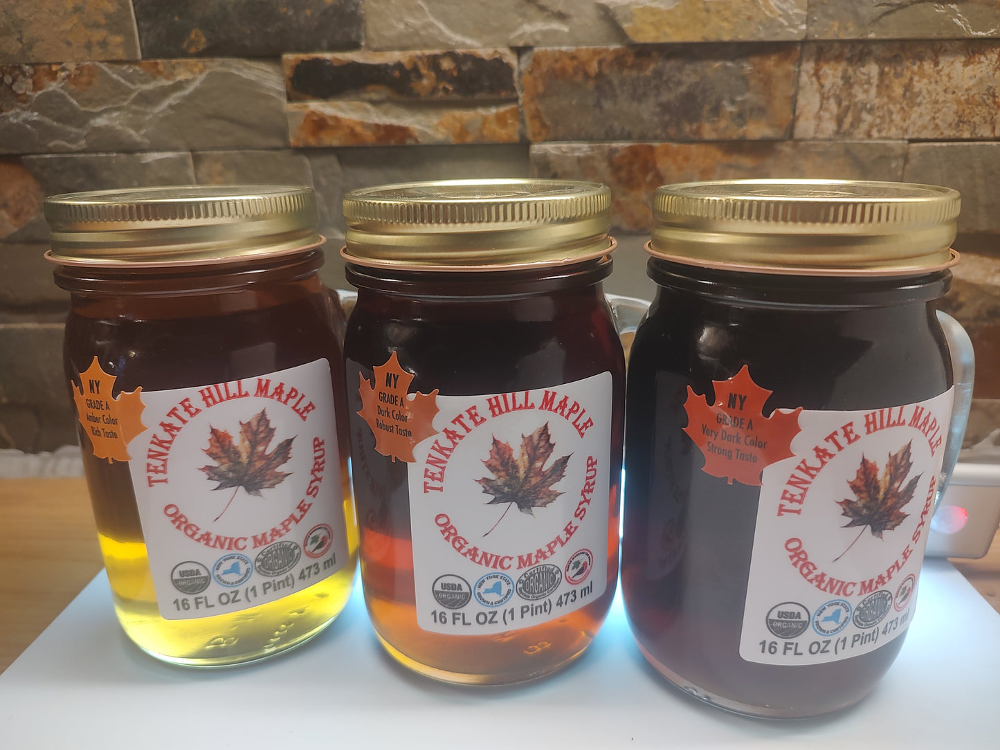 Set of 3 pints! Organic Maple Syrup Grade A Amber, Dark, and Very Dark Colors