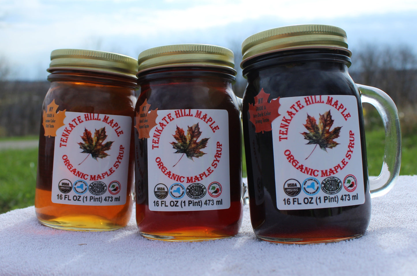 Set of 3 pints! Organic Maple Syrup Grade A Amber, Dark, and Very Dark Colors